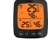 Digitales Thermometer-Hygrometer mit großem Bildschirm für drinnen und draußen mit Temperatur, Luftfeuchtigkeit und Wecker